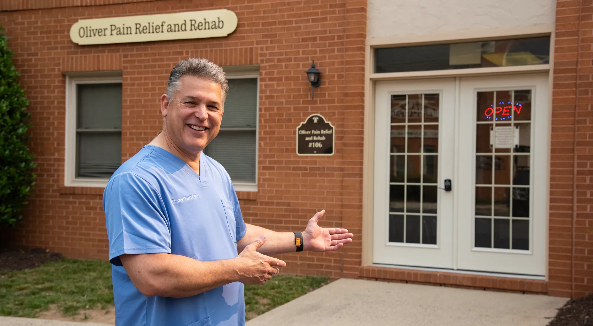 Chiropractor Herndon VA Chris Oliver At Front Door
